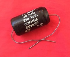 Cornell Dubilier 60 uF 250V Electrolytic Capacitor Axial lead 1967 Vintage NOS