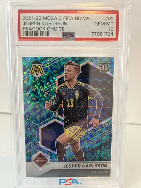 Jesper Karlsson Rookie PSA 10 Peacock Sweden 2022 Mosaic FIFA #92 Low Pop