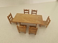 Sylvanian Families Vintage Dining Table and Chairs X 6, 1986