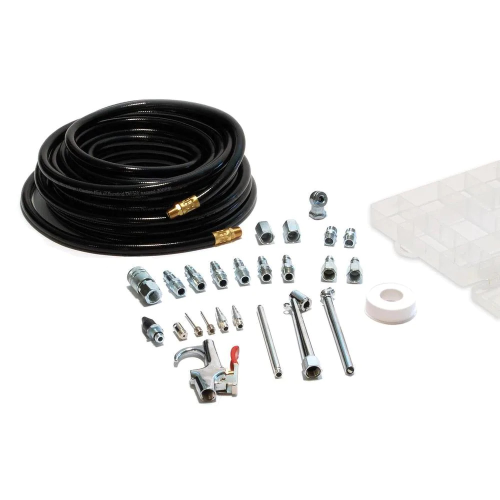 25-piece 50 ft. pvc air hose with air accessory kit and storage case