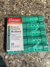 SET OF 3 NEW ANNIE 1222 GREEN 10ct LARGE SNAP ON MAGNETIC ROLLERS 7/8" DIAMETER