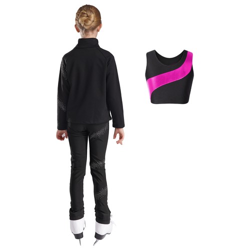 Kids Girls Tracksuits Patchwork Outfits Long Sleeve Set Stand Collar Jacket - Picture 13 of 53