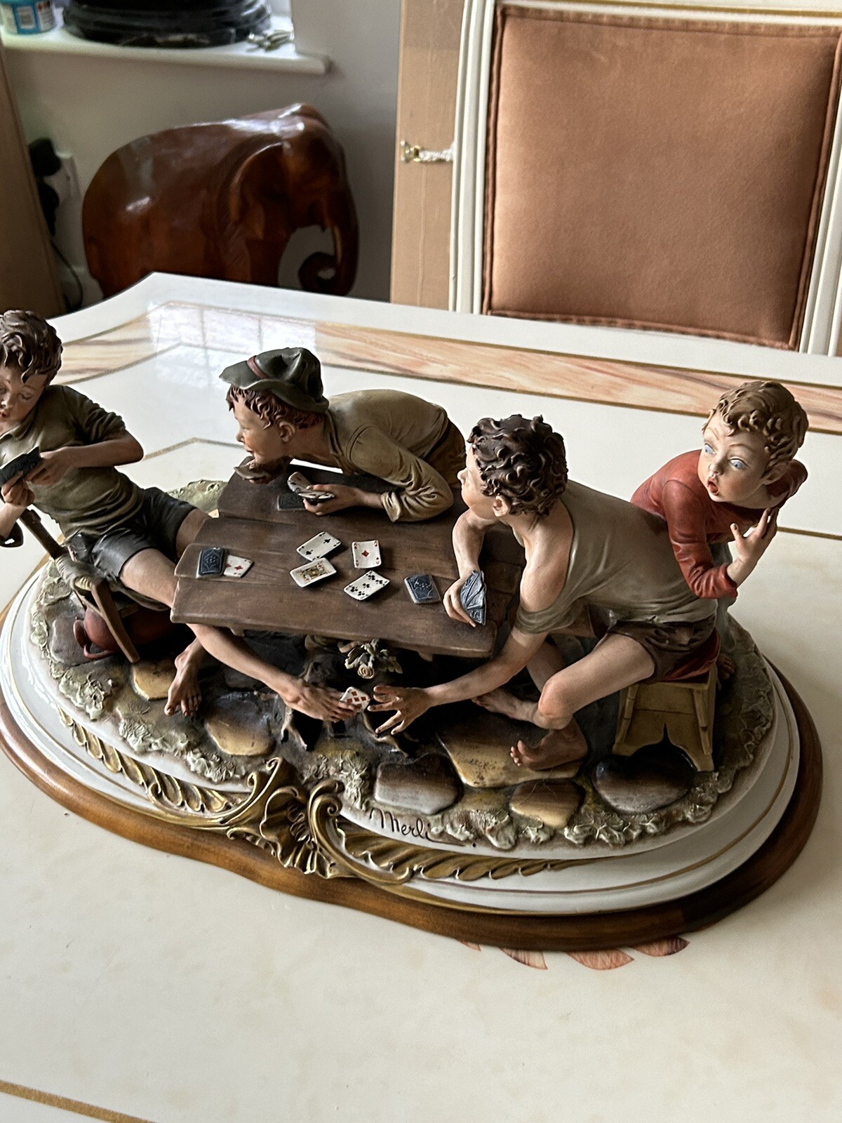 Capodimonte figurine Merli The Cheats boy card players eBay