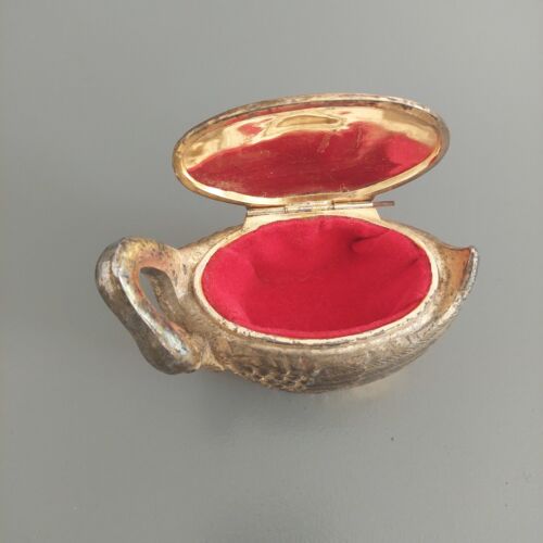 Vintage & Rare WWII Veterans Regiment Trinket Box Military Swan Gold Plated - Foto 3 di 17