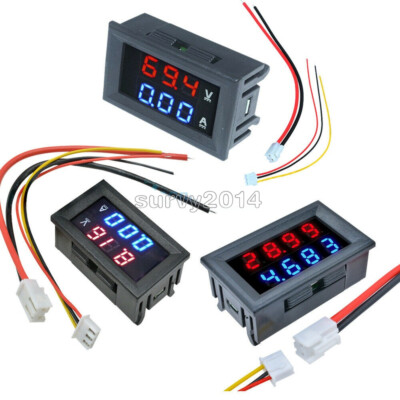 DC 100V 10A/50A Voltmeter Ammeter Dual LED Digital Volt Amp Meter Gauge 3/4 Bit
