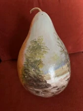 Painted Gourd River Landscape signed by V. Ogay