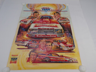 Vintage 80s Ford Super Team Poster Motorcraft Budweiser Drag Racing Elite E25