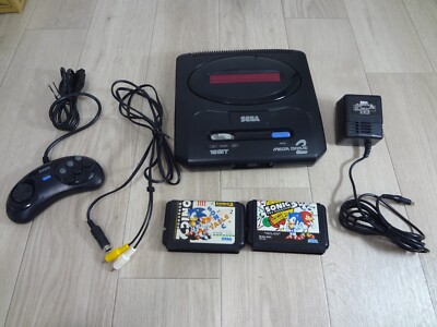 Mega Drive 2 SEGA Console System HAA-2502 and sonic 2 3 set All tested work