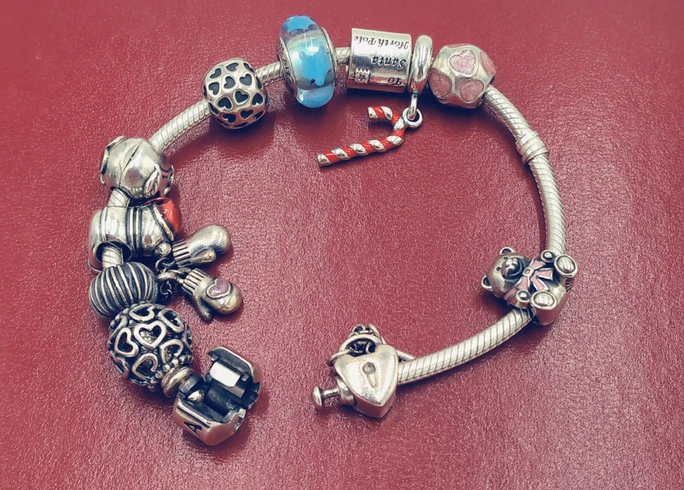 Pandora Armband mit 10 Charms aus 0,925 Sterlingsilber - Bild 3 von 4