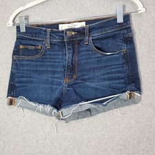 Abercrombie  Fitch Women Shorts 4 Blue Denim Cuffed Mid Rise Pockets Inseam 2"