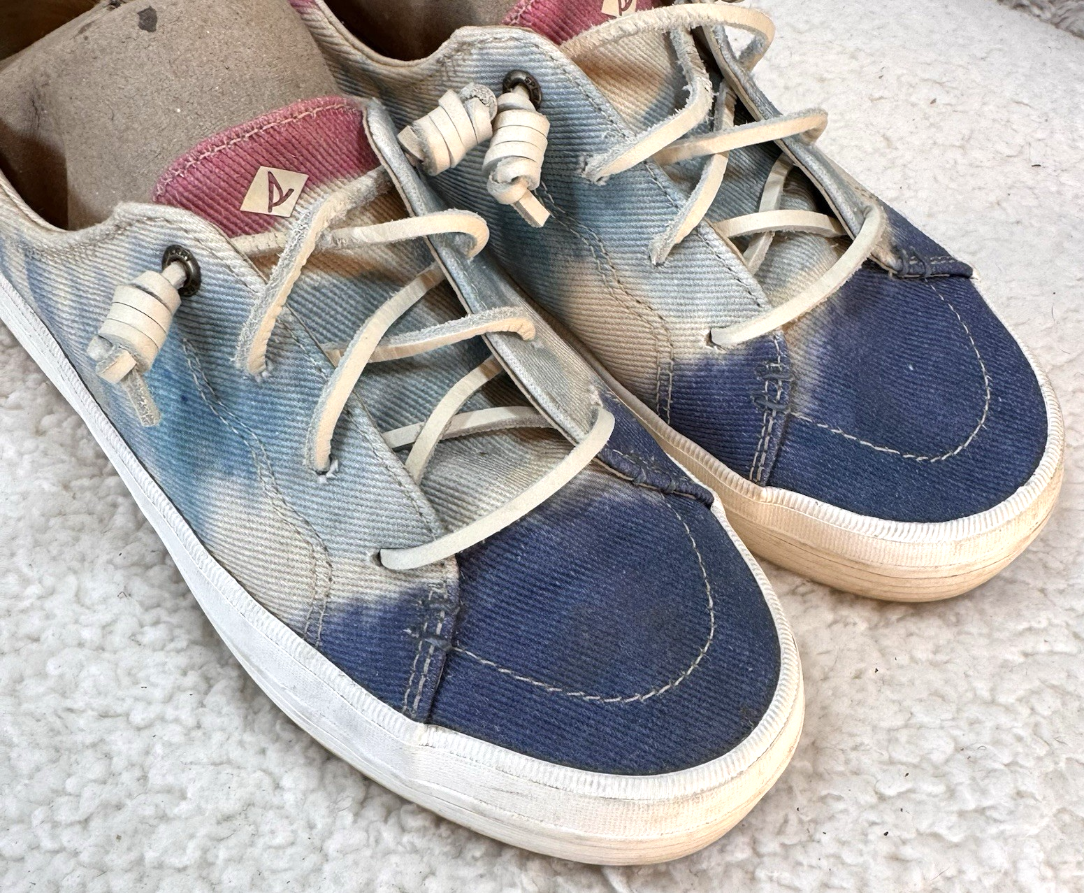 SAOLA SPERRY Sneakers Donna Taglia 8 US Vibes SUOLA SPESSA OCEAN SHORE TIE DYE Blu Rosa