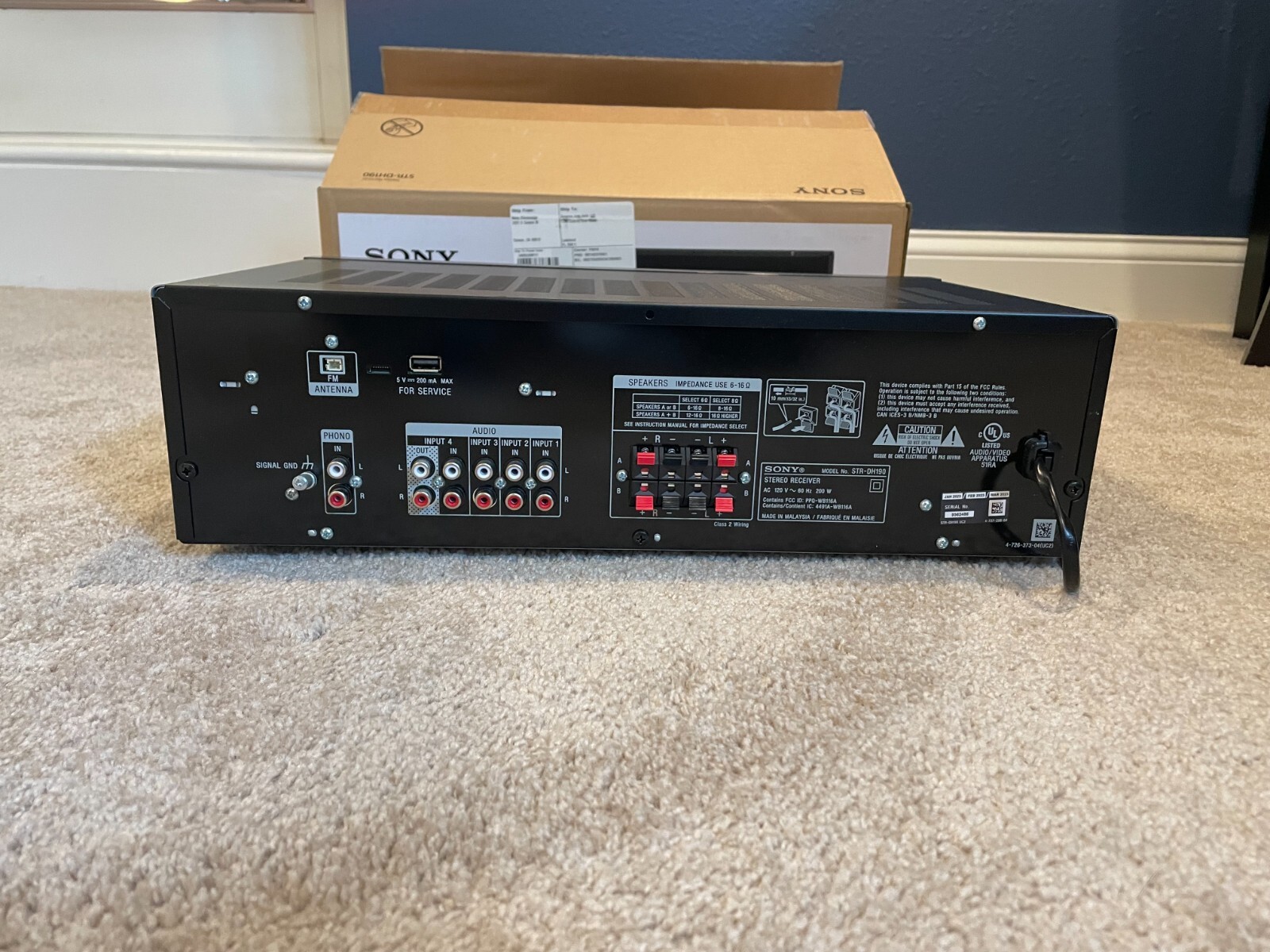 Sony STRDH190 6 Channel Stereo Receiver Black OPEN BOX 695975383267