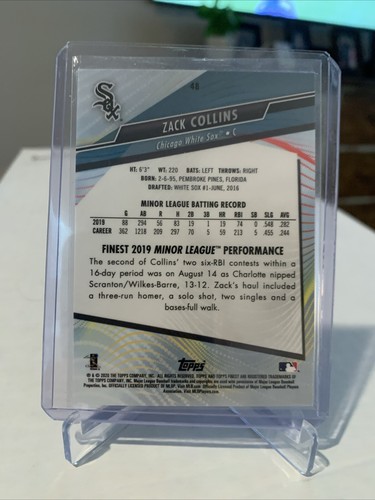 2020 Topps Finest Rookie Zack Collins PURPLE Refractor /250 Chicago White Sox 48 - Picture 2 of 2