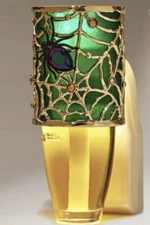 Bath & Body Works Wallflower Plug In Halloween Green Gold Spider Web Jeweled Bug