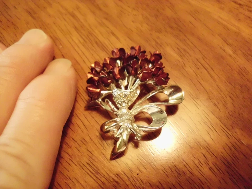 Broche rosa, joias do patrimônio, antigo, retrô - Imagem 2 de 3