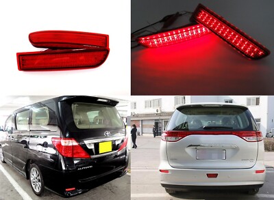 2x Red Bumper Reflector Tail Brake Light For Toyota Alphard Previa RAV4 Scion xD