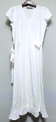 $198 POLO Ralph Lauren Womens Wrap Maxi White Linen Tie Dress Sz: 10,6,4,2  | eBay