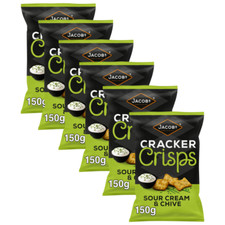 Jacobs Cracker Crisps Sour Cream & Chive 150g- 6 Pack | Suitable For Vegetarians