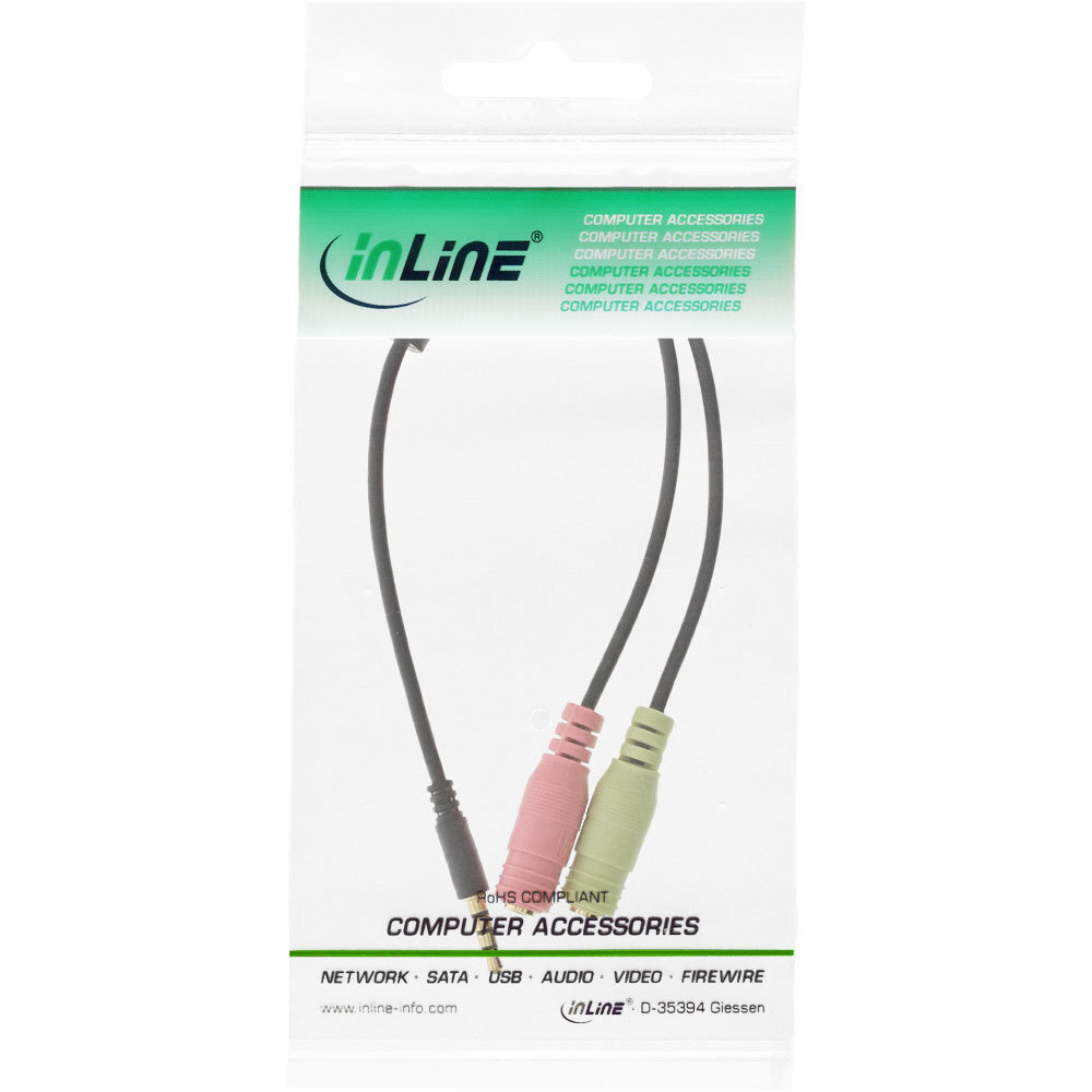 Thumbnail - Inline Audio Headset Adapterkabel 3,5mm Klinke St 2x3,5mm Klinke Bu
