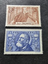 FRANCE TIMBRE LA MORT DE JEAN JAURÈS N°318/319 NEUF ** LUXE MNH 1936