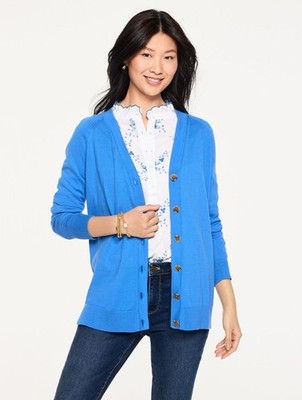 V-Neck Girlfriend Cardigan at Talbots, NWT $99.5, color SHORE BLUE, all size