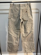 Vintage Carhartt B11 Sandstone Washed Canvas Carpenter Pants 34x32 Distressed