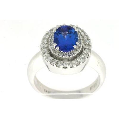 LeVian Ring Blue Tanzanite Cocktail Ring in 14K White Gold 1 3/8 cts Size 10