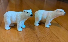 Pair of Rare Retired Schleich Polar Bear Figurines 