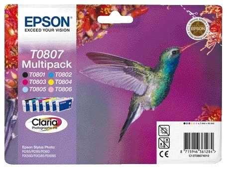 Inktcartridge Epson T0807 zwart + 5 kleuren