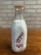 RARE Vintage Lawndale Milk Co. Dairy Marinette WI Wis Bottle One Quart Wisconsin