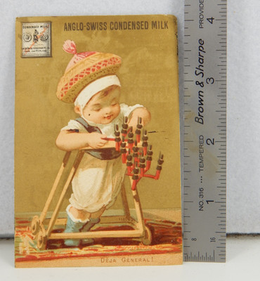 Trade Card Anglo-Swiss Condensed Milk  Co Cham Switzerland Baby Walker Milk Maid