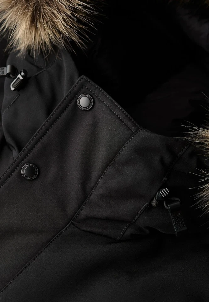 Superdry Jacket Bomber Faux Fur Padded Winter Coat Full Zip Everest Black - Image 3 of 4