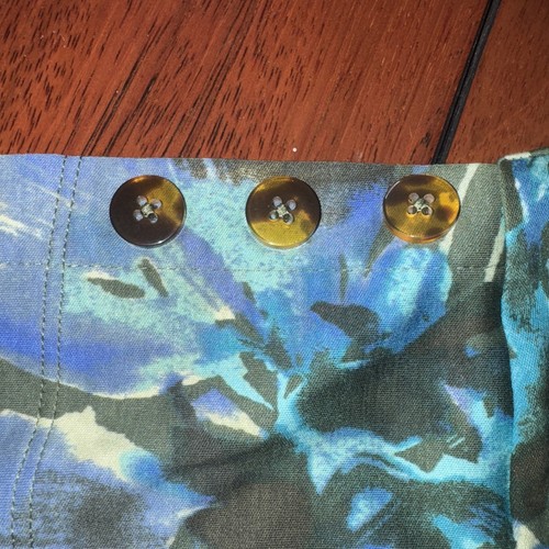 Chico's Shirt Womens SIZE 1 Green Blue Floral Linen Button Short Sleeve - Picture 5 of 5