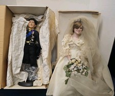 1987 Danbury Mint Princess Diana Prince Charles Wedding Doll Set w/ COA Box