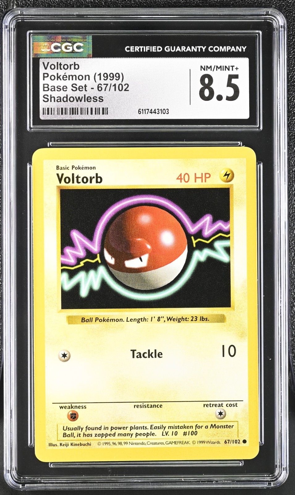 Pokemon Card Voltorb 67/102 Shadowless Base Set 1999 CGC 8.5 NM/M+