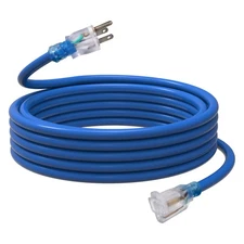 25 Ft Outdoor Extension Cord, 12/3 SJTW Heavy Duty Waterproof Power Cable, 3 ...