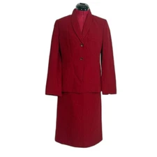 Kasper Skirt Suit Women's Size 6 Deep Red 2-Piece Set Blazer & Skirt