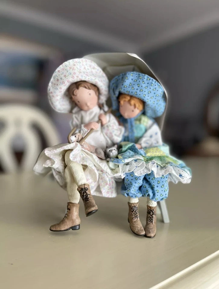 Vintage Holly Hobbie & Heather On Bench w/ Cat & Dog American Greetings - Image 3 of 4