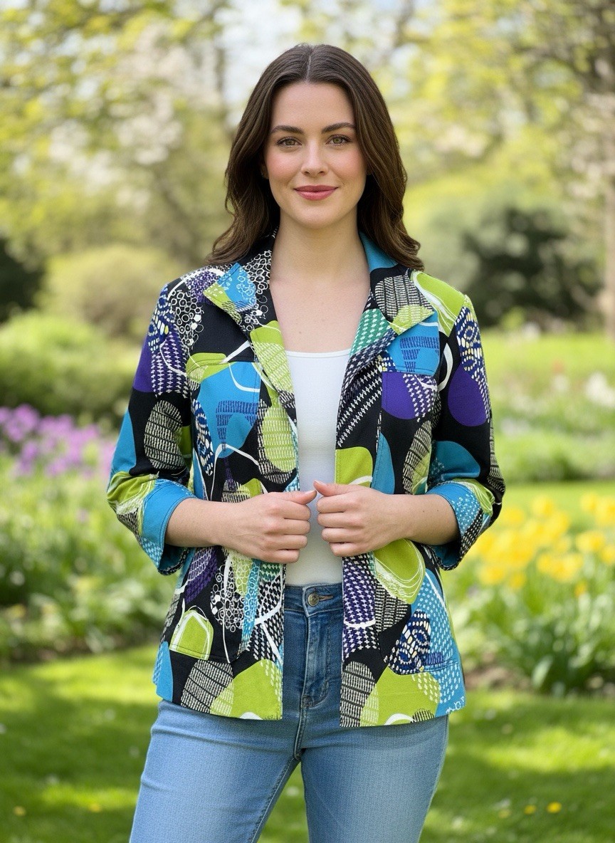 Peter Nygard Multicolor Patterned Summer Blazer s… - image 1