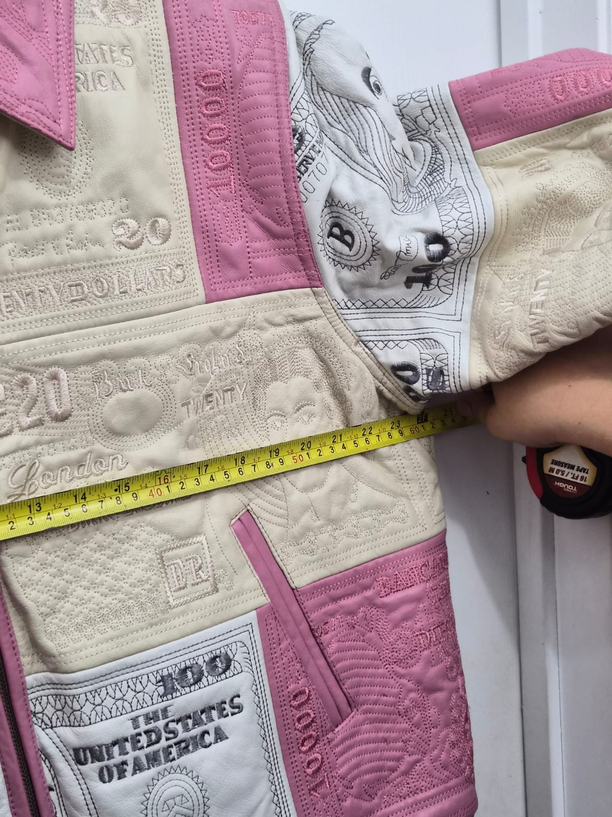 vintage Patchwork leather bomber jacket With Embr… - image 4