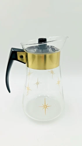Vintage 1960's Pyrex Corning Atomic Star Burst 6 Cup Glass Coffee Pot Carafe