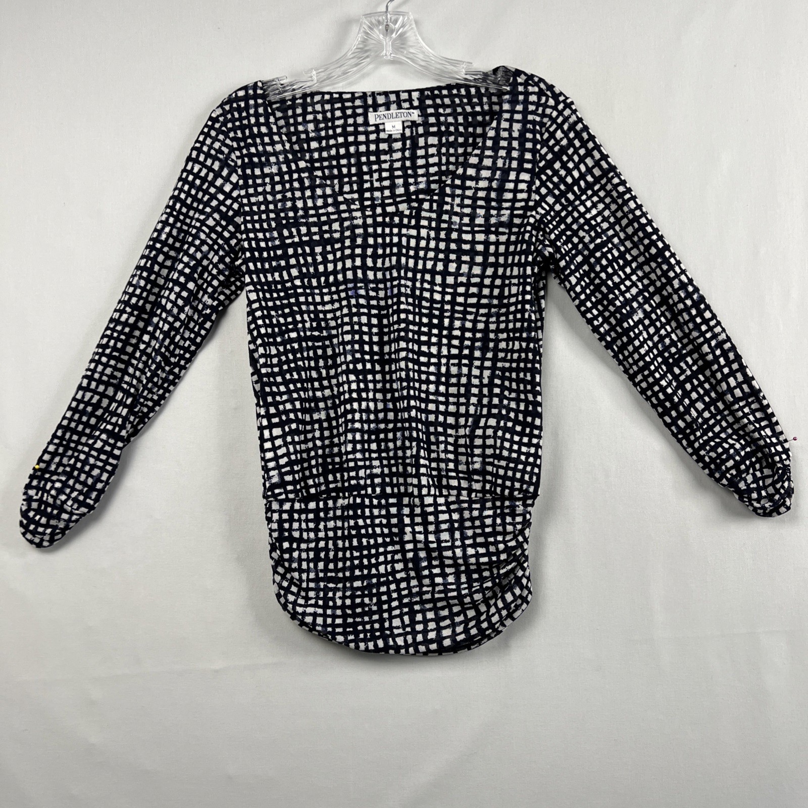 Pendleton Tunic Top Size Medium Navy Check Grid L… - image 1