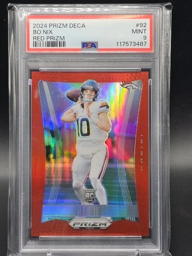 BO NIX PSA 9 2024 PANINI PRIZM DECA #92 ROOKIE RC RED /199 BRONCOS