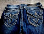 Rock Revival Women’s ‘Jen’ Capri Jeans, silver stitch with embellishments- 30x18 — photo 5