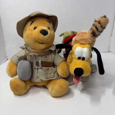 Walt Disney Parks Pluto + Pooh Plush Davy Crockett Wilderness Frontier 11'' Lot!