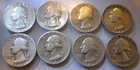 90% Silver Washington Quarters- 8 Coin Lot- Exact Coins Pictured-LOTA