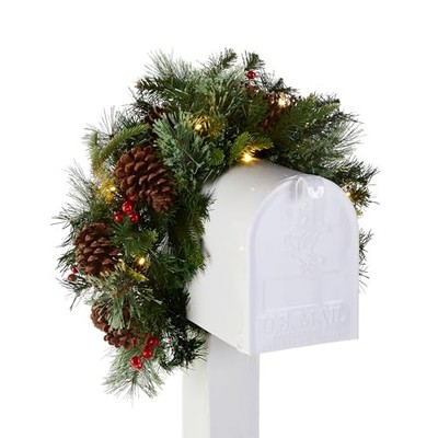  36 in Pre-Lit Colonial Fir Artificial Christmas Mailbox Swag, Mail Box