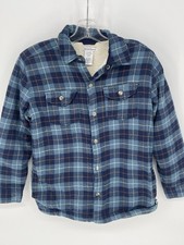 Tommy Bahama Kids Plaid Sherpa Lined Flannel Shirt Jacket Green Blue XXL 16 Yr