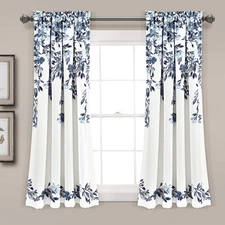 Tanisha Curtains - Light Filtering Window Panel Set, Pair - Floral Vine Print...