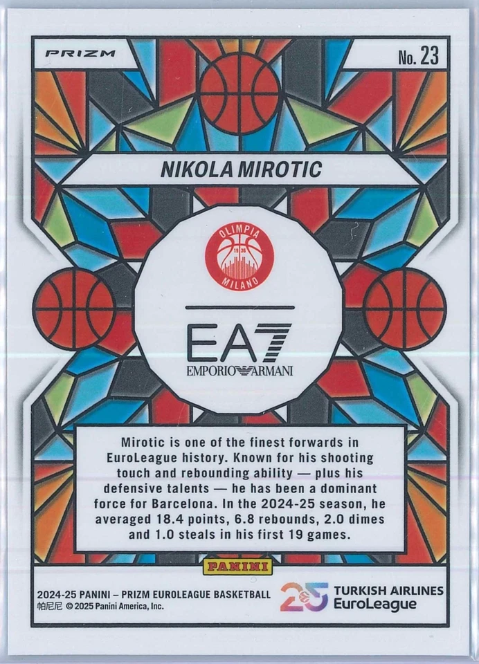 2024-25 Panini Prizm Euroleague BK Nikola Mirotic Stained Glass Case Hit SSP (C) - Image 3 of 3